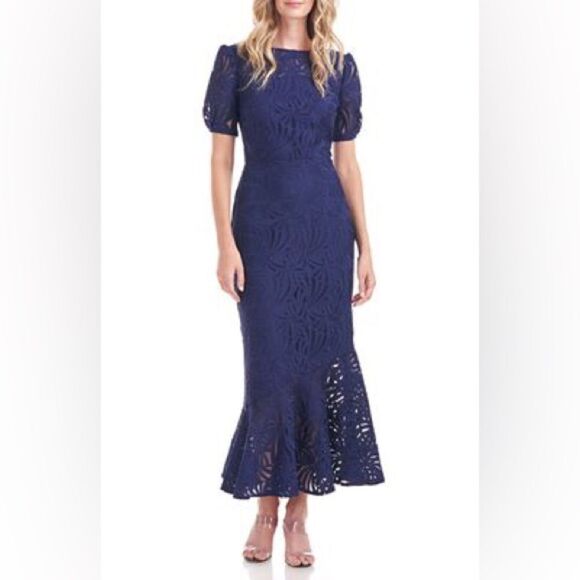 Kay Unger Zoey Lace Mermaid Dress in Deep Navy